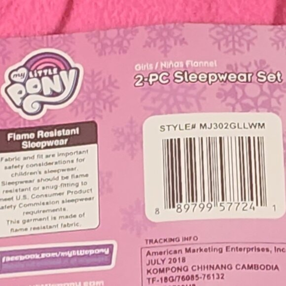 American Marketing My Little Pony Girls Flannel Pink White Poly 2pc Pajama 4/5 - Picture 9 of 16